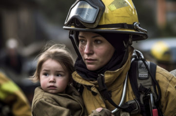 A female firefighter working in the field after processing the trauma of her job in her session for counseling in Cleveland Ohio